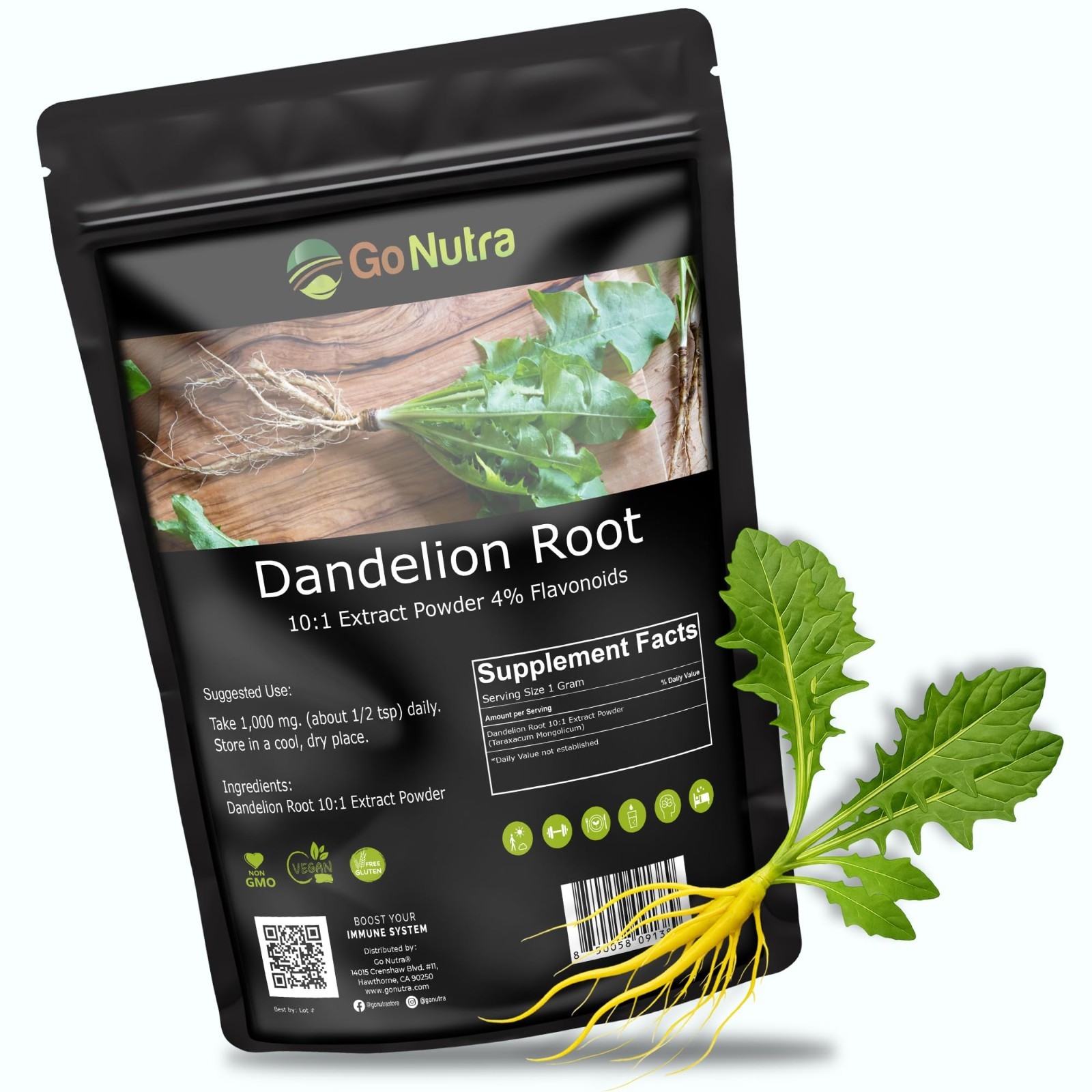 Dandelion Root Powder 10:1 Extract 10x times Stronger Non-Gmo 1 lb