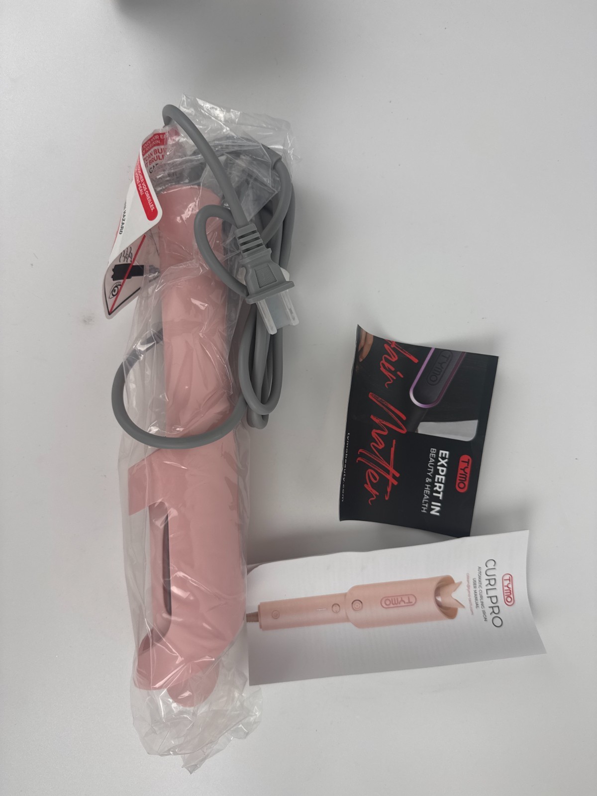 TYMO CURLPRO Automatic Rotating Curling Iron 1 Inch Pink Open Box