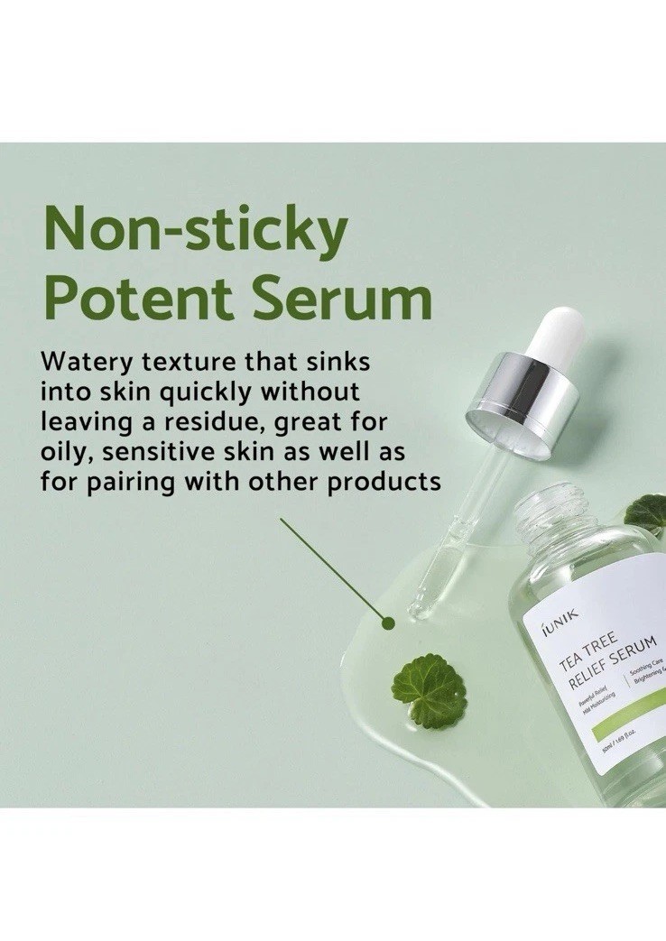 IUNIK Tea Tree Relief Serum 50ml – Acne-Prone Skin Soothing Lightweight NIB