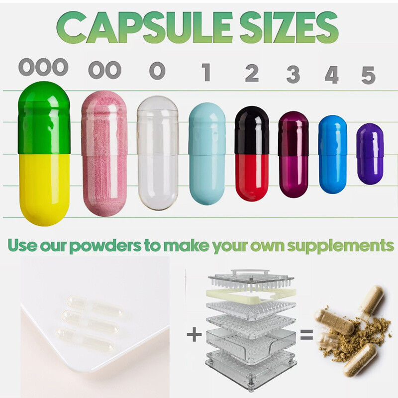 1000 Empty Gel Gelatin Capsules ~Size 0 ~Clear Bulk Kosher Separated