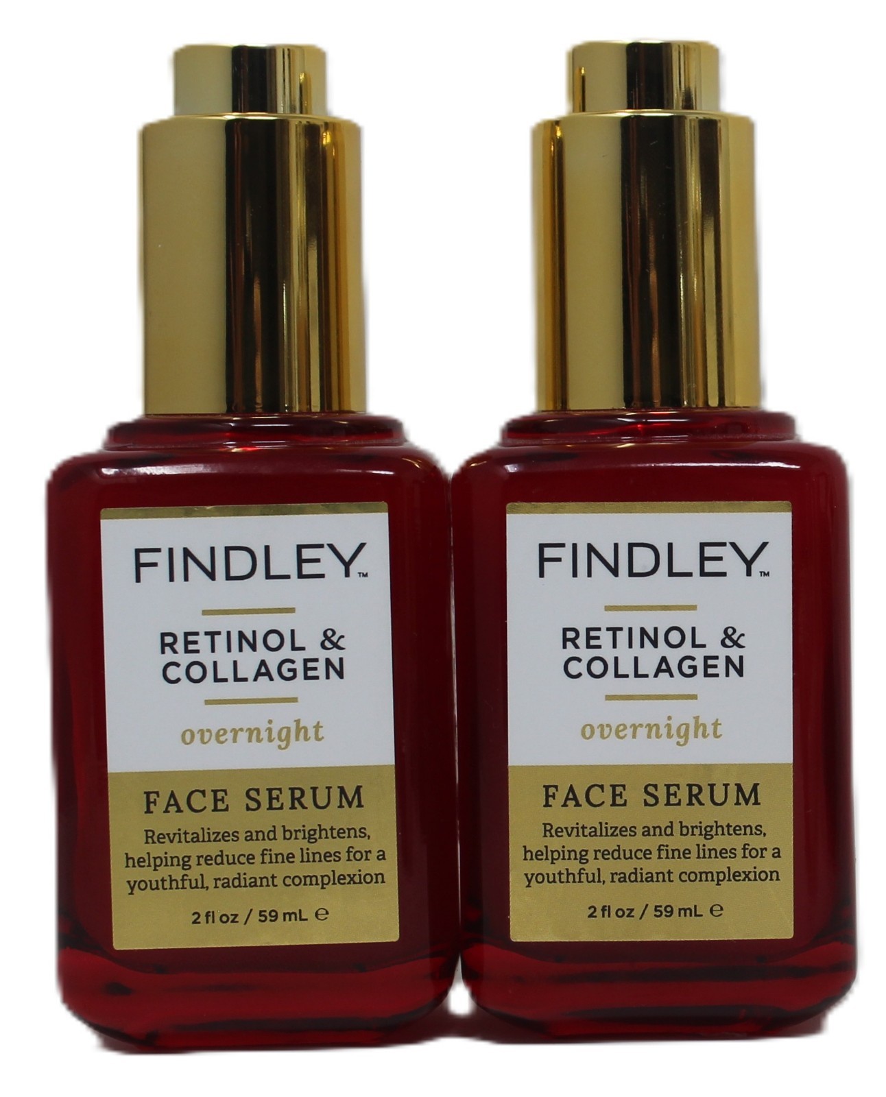 x2 Findley Retinol & Collagen Overnight Face Serum Animal Cruelty Free 2 oz New
