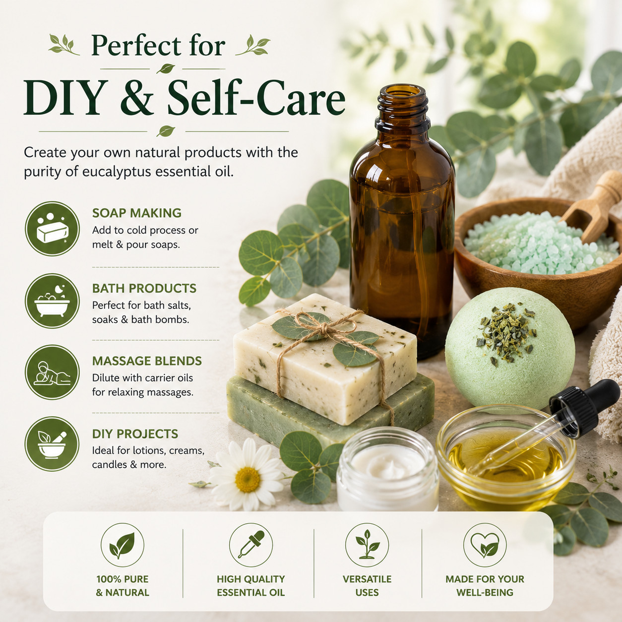 8 fl oz Eucalyptus Globulus Essential Oil (100% Pure & Natural) Glass Bottle