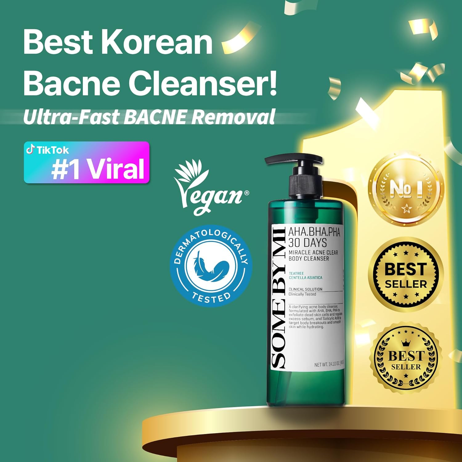 SOME BY MI AHA BHA PHA 30 Days Miracle Acne Clear Body Cleanser – 13.5oz, 400ml
