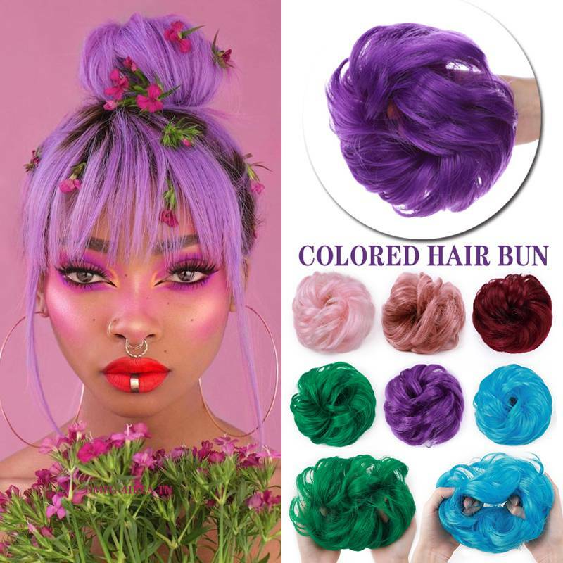 Natural Curly Messy Bun Hair Piece Scrunchie Updo Hair Extensions Real as Human