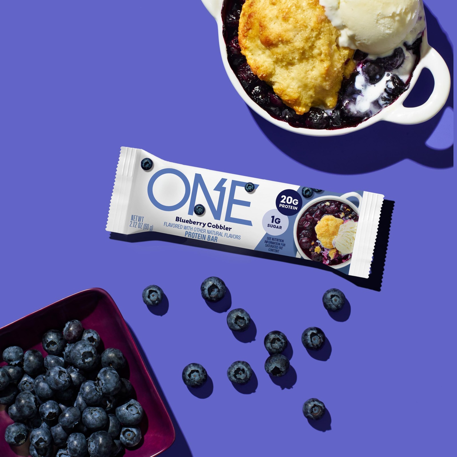 ONE Protein Bars, Blueberry 2.12 Ounce (Pack of 12), Cobbler