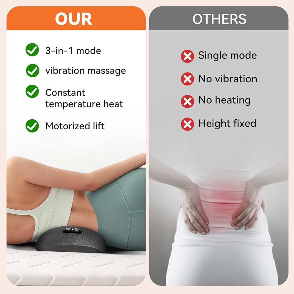 Electric Lumbar Support Pillow 3 In 1 Smooth Spine Triple Fusion Back Massager
