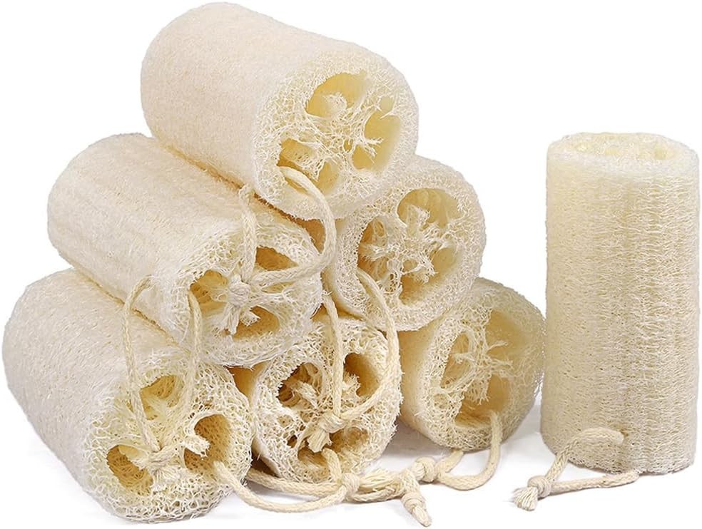 7 Pack Natural Loofah Body Scrubber Sponge, 5 Inch Organic Luffa for Exfoliating