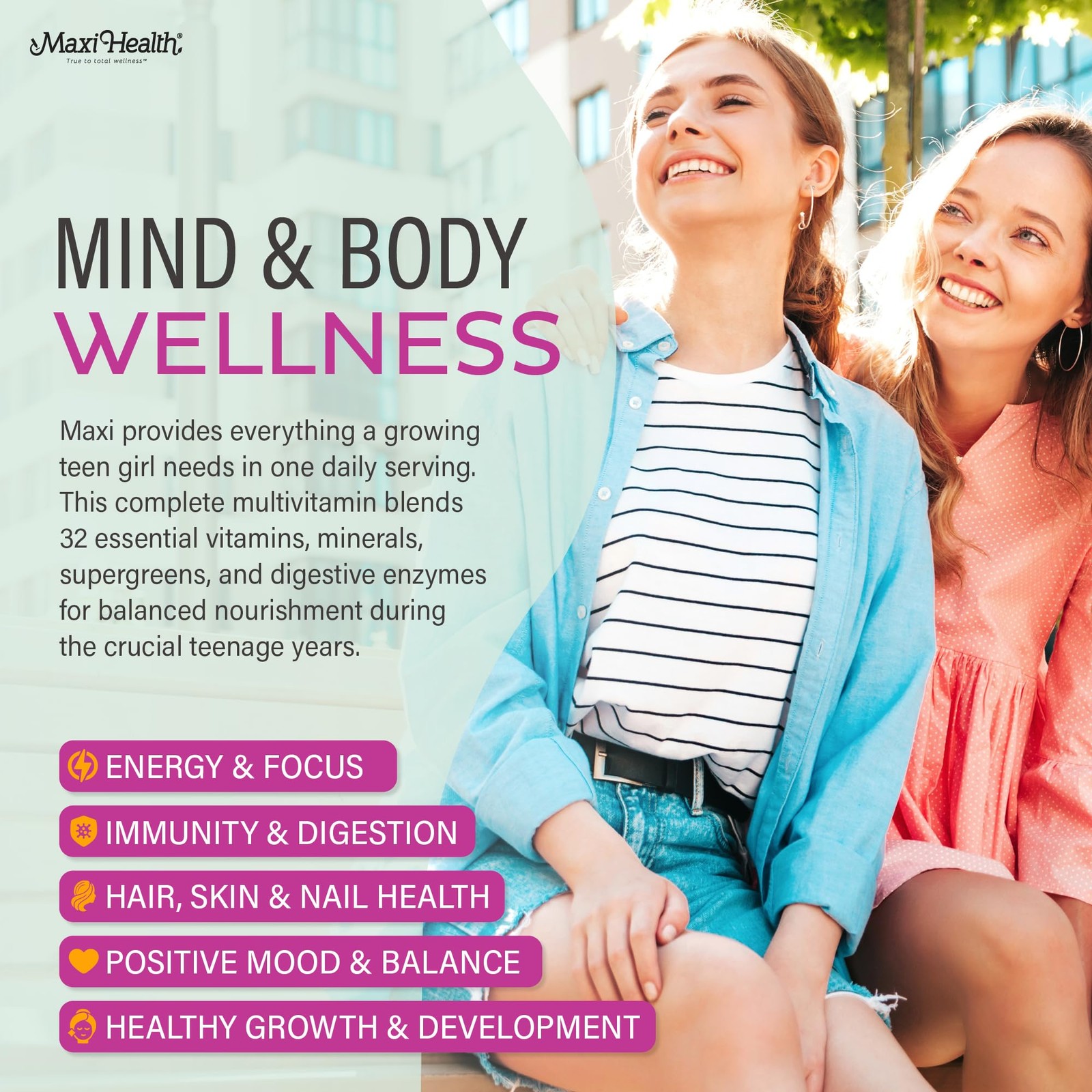 Teen Vitamins for Girls 12-17 – Multivitamin 60 Count (Pack of 1)