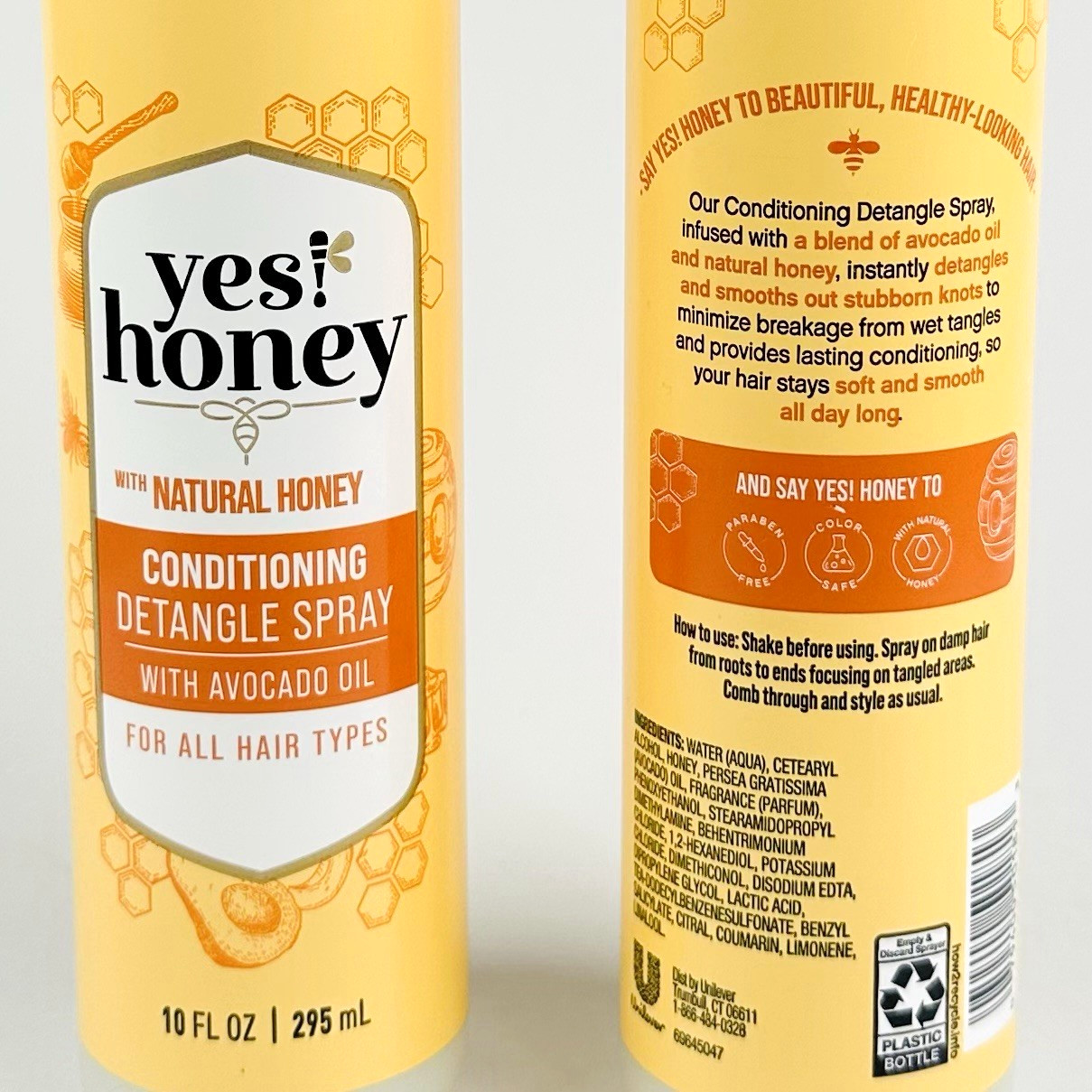 NEW Yes! Honey Conditioning Detangle Spray w/ Natural Honey (10 oz Each) 2 Pack