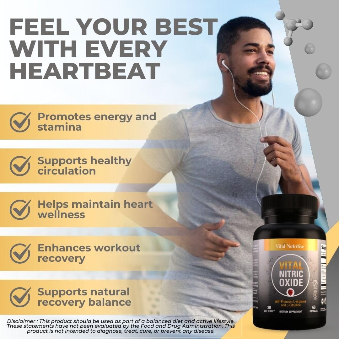 Vital Nitric Oxide Supplements for Men – Workout Booster Supplement for Men – Ni