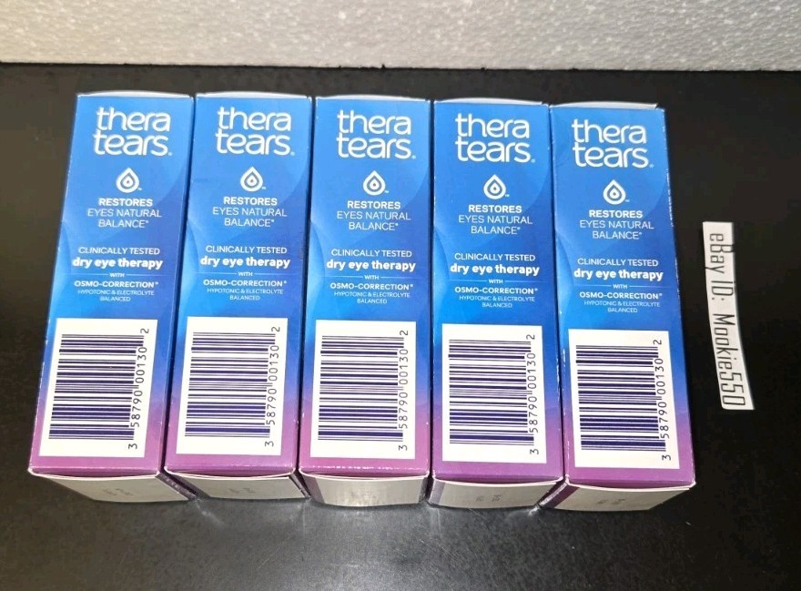 EXP 08/2025+! 5 Lot Thera Tears Dry Eye Therapy Drops Large Value Size 1 OZ 30mL