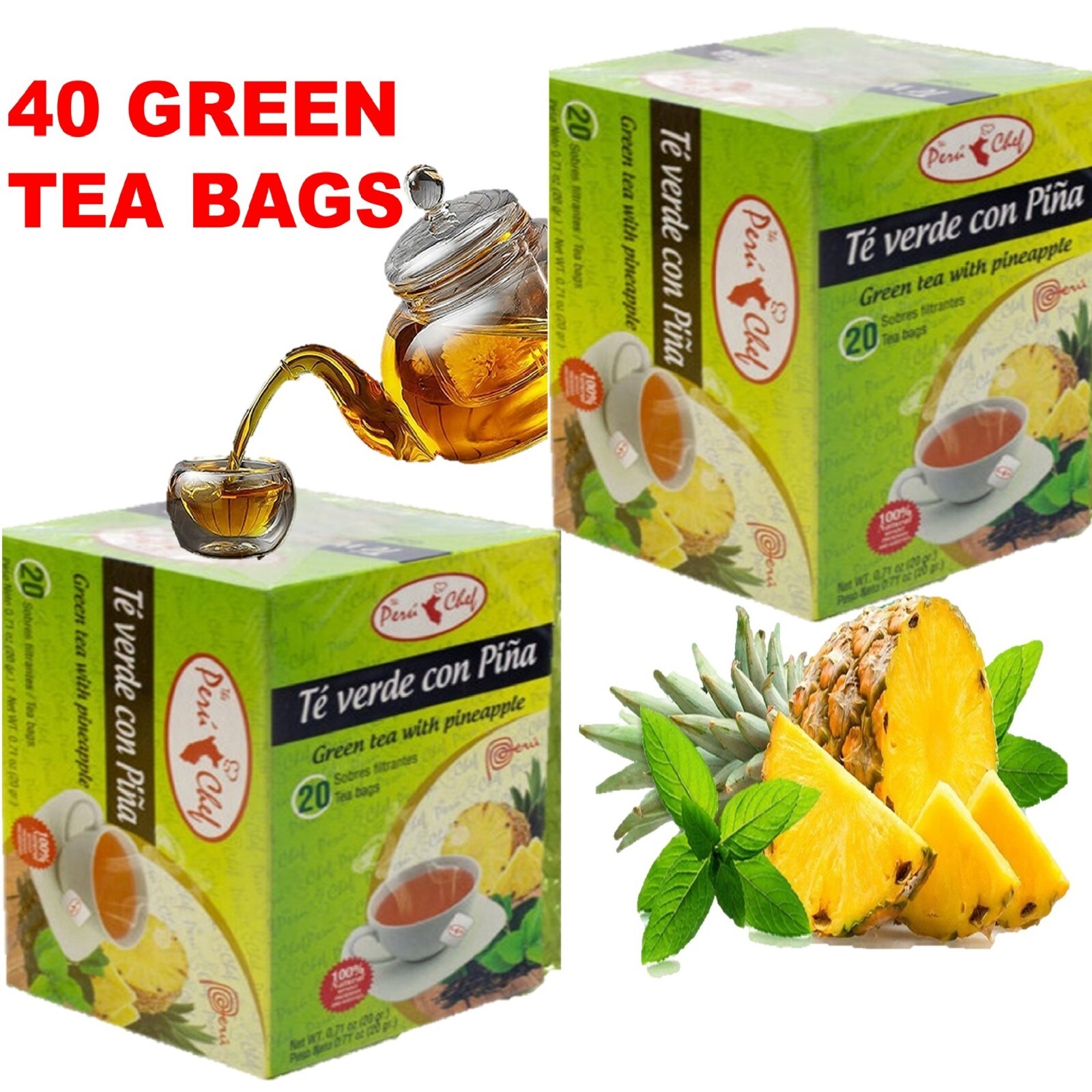 2 Pack Tea Pina GN Vida Piña TEA green tea Pineapple Diet 60 Days