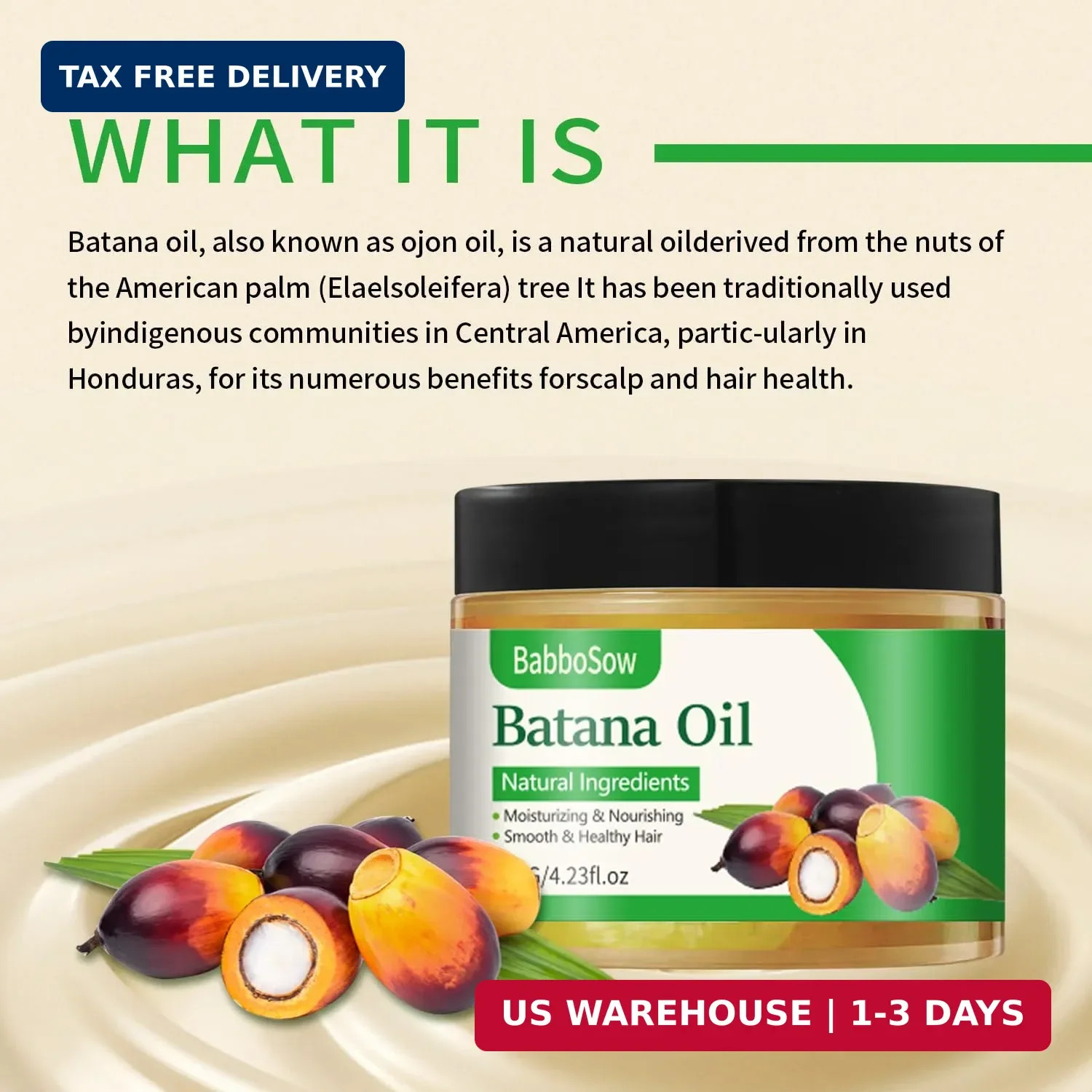 Batana Oil for Hair Growth,100% Natural Pure and Raw Unrefined Batana Oil,Unrefi