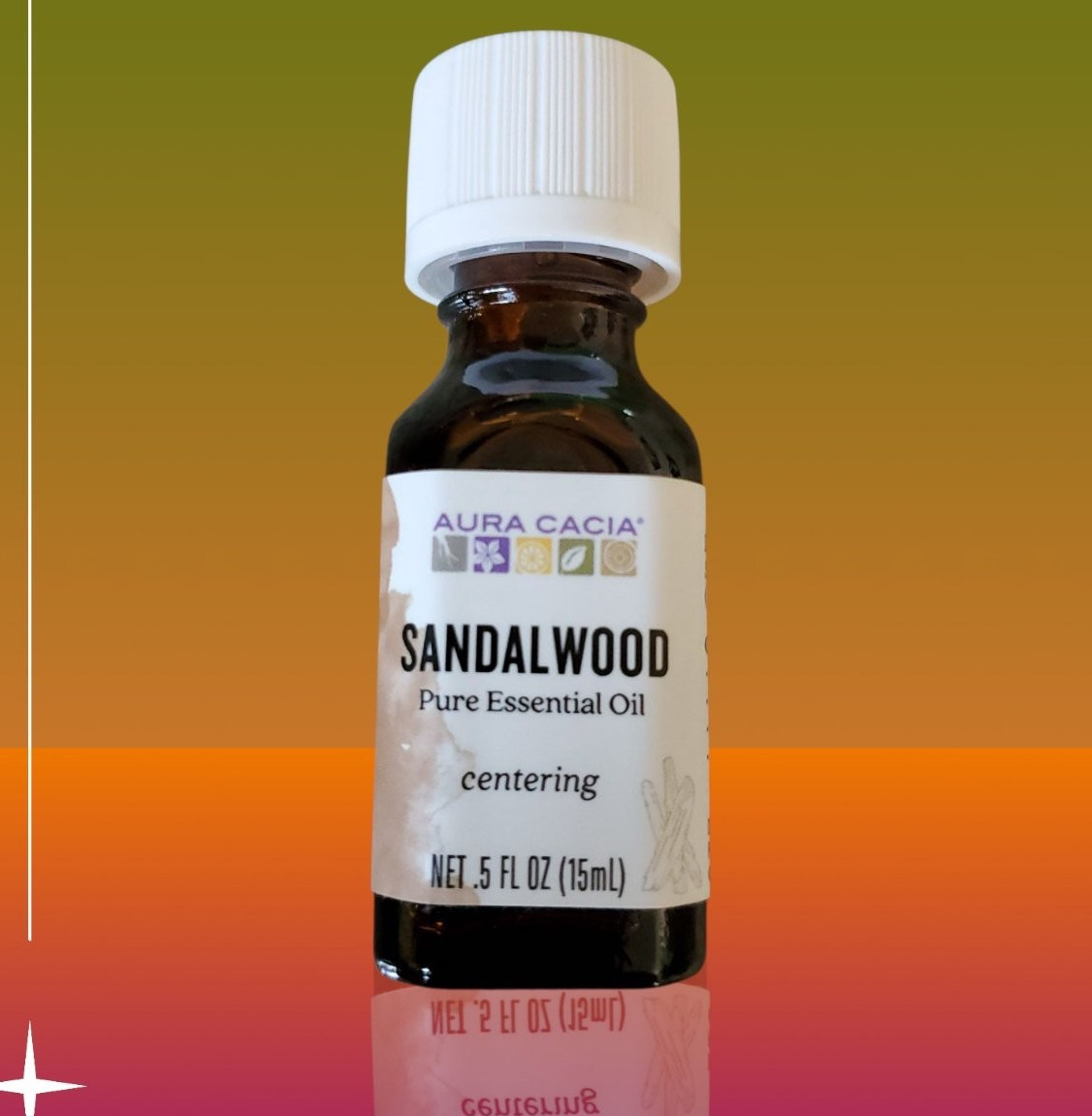 100% Pure Sandalwood Centering Essential Oil Aura Cacia 0.5 oz (15mL)
