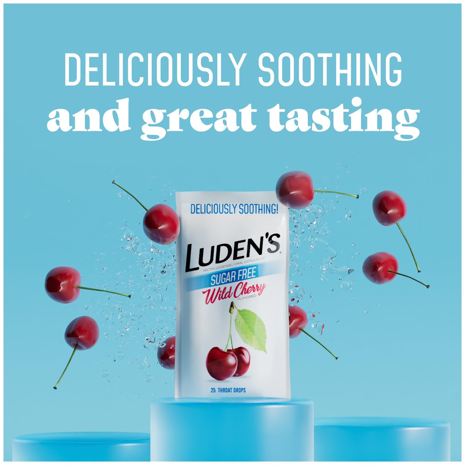 Ludens Sugar Wild Cherry Throat Drops Sore Throat Relief 25 Count 12 Pack