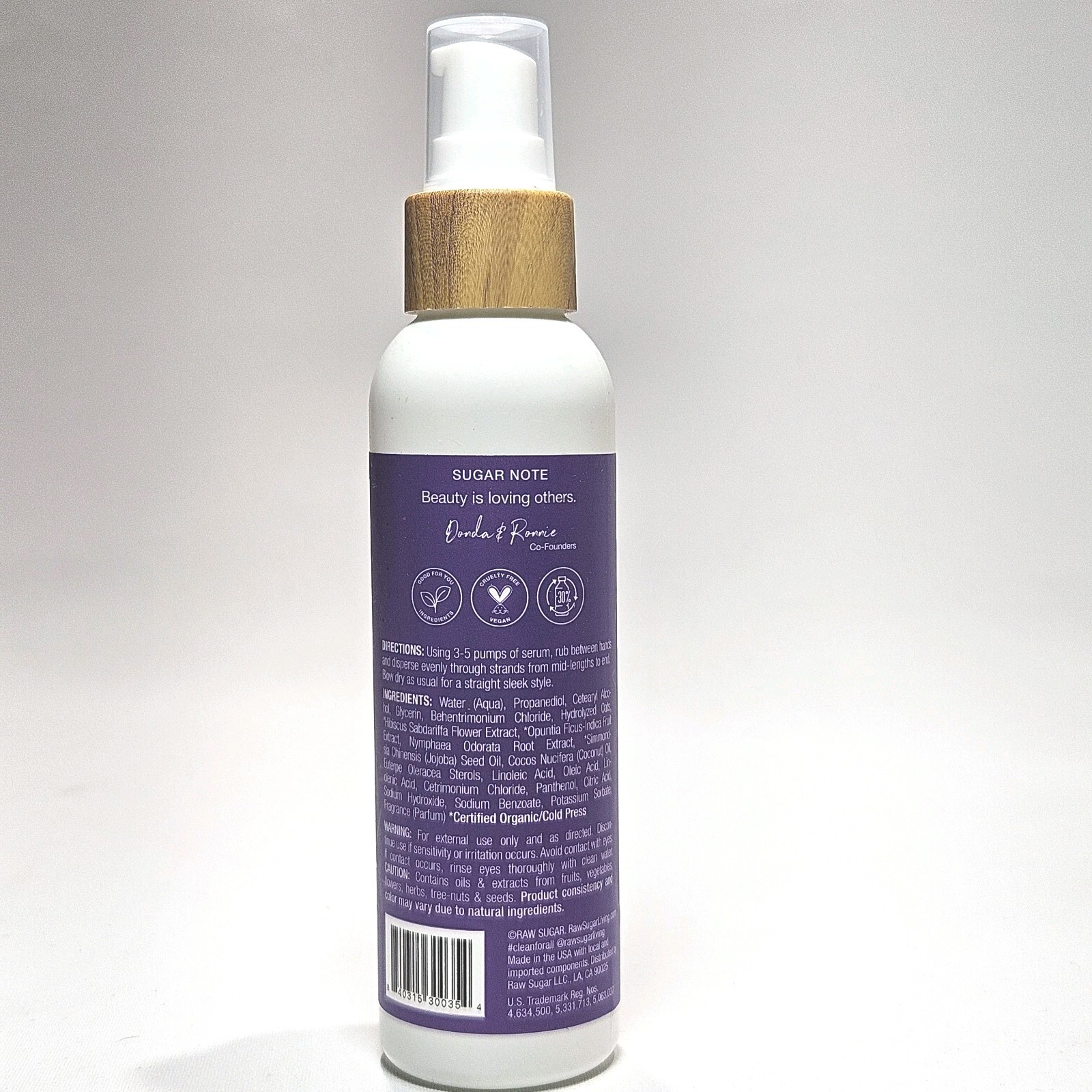 Raw Sugar Simply Straight Vegan Keratin Straightening Serum 4 Fl Oz