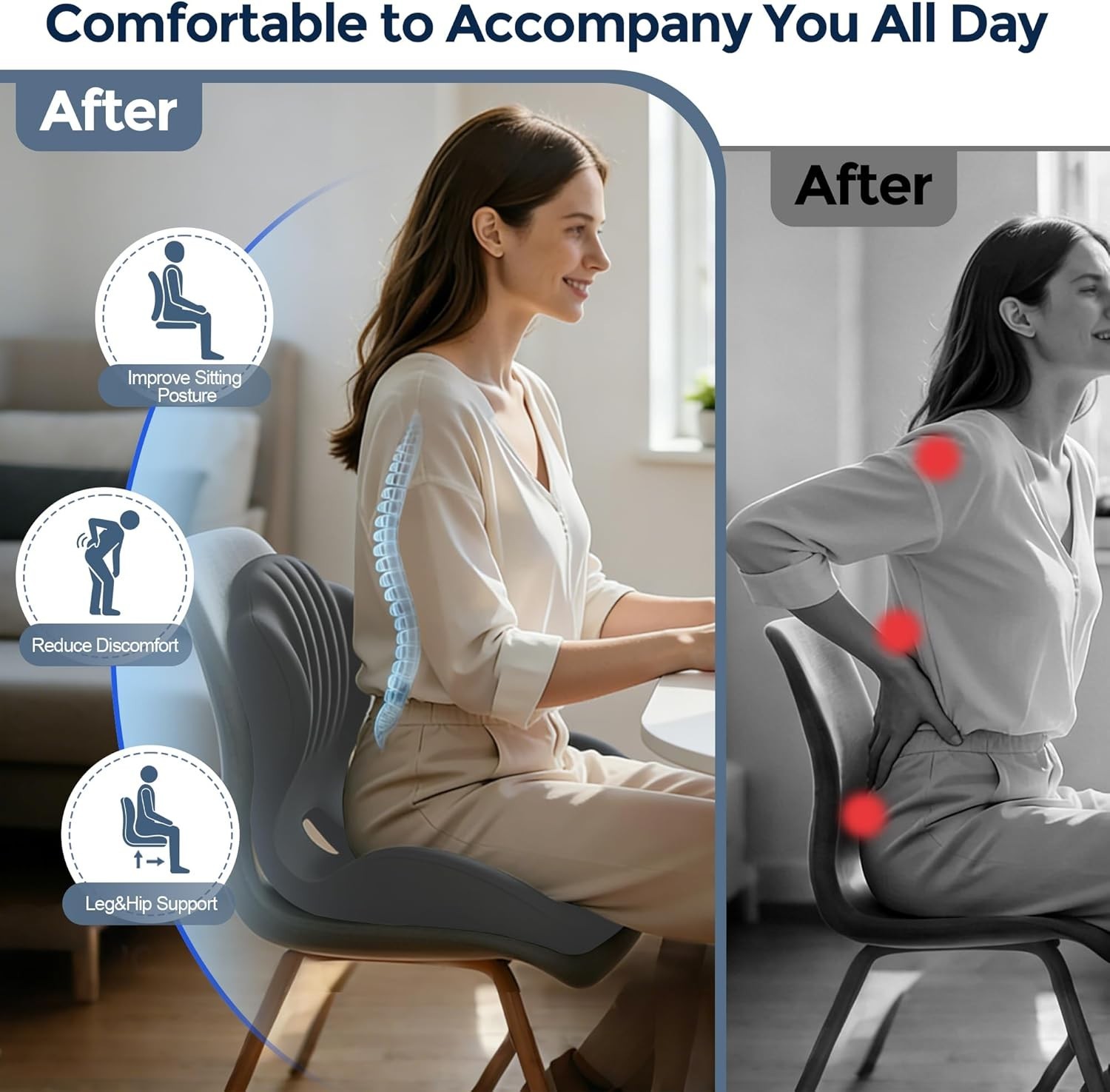 Seat Cushion for Office Chair and Car, L-Shaped Ergonomic Seat Cushions,Memor…