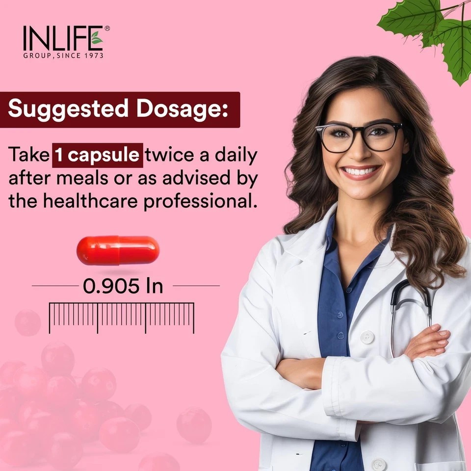 INLIFE Cranberry UTI Support Capsules | D-Mannose, Hibiscus | 60 Veg Caps x2