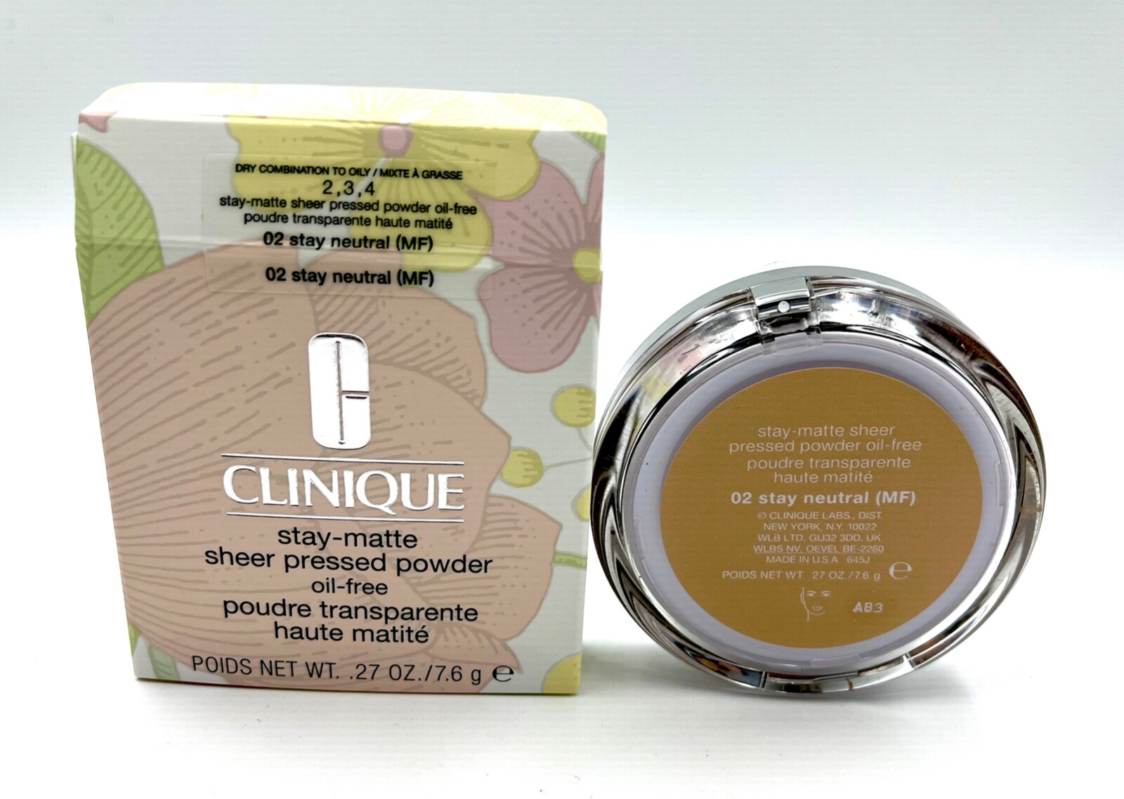 New in Box! Clinique Stay-Matte Sheer Pressed Powder Oil Free ~ 02 Stay Neutral