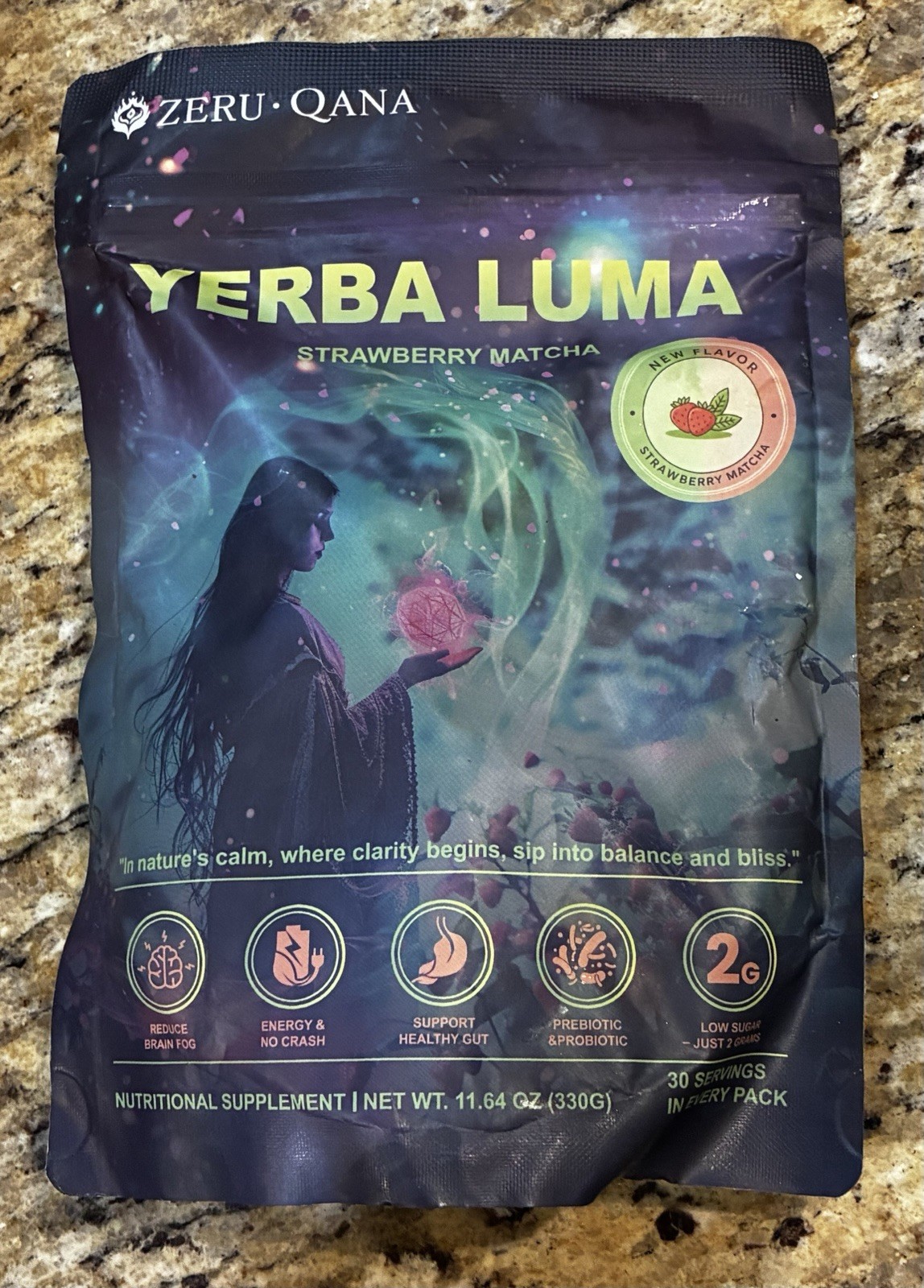 Strawberry Matcha Yerba Luma Drink Powder Low Sugar Prebiotic 11.64 oz
