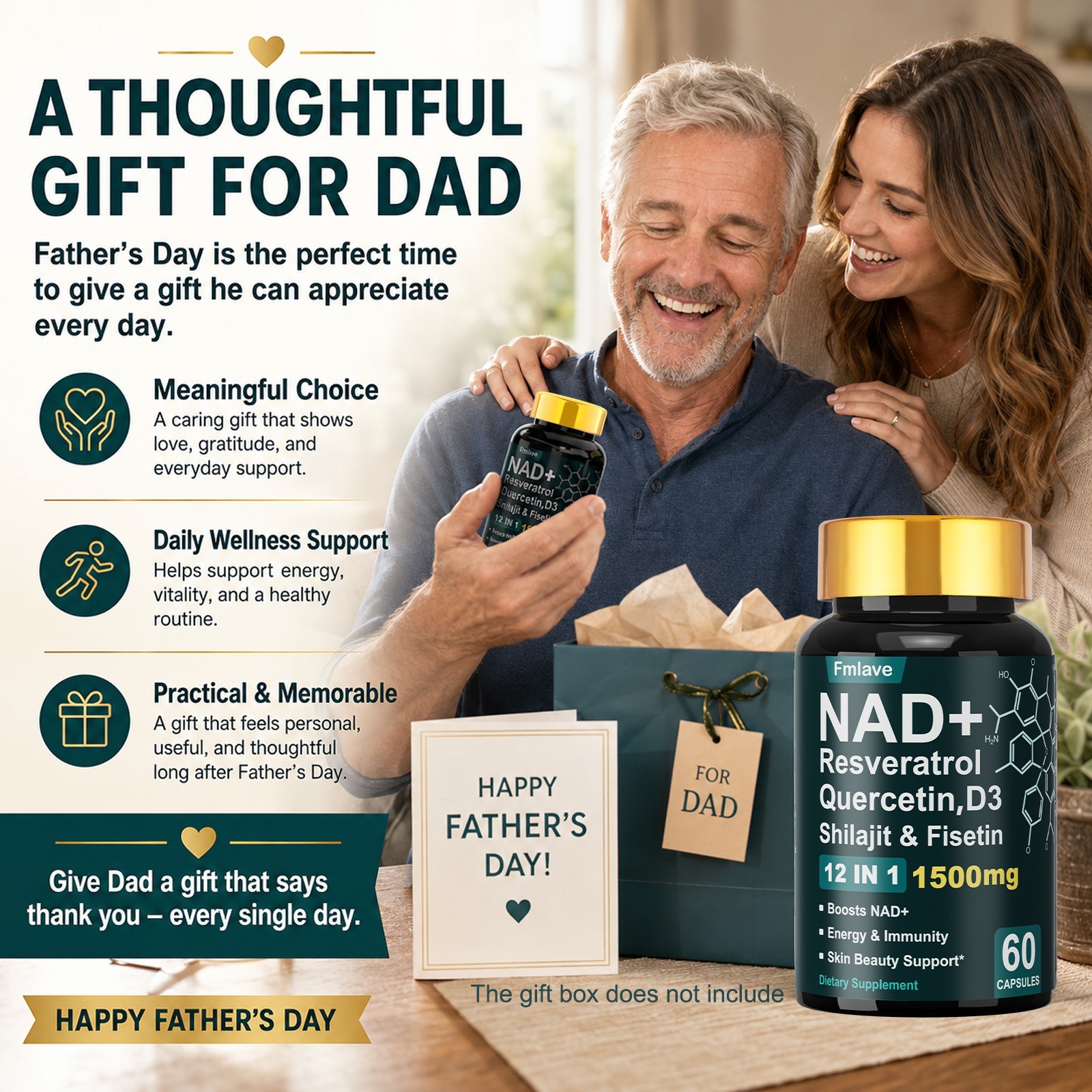 2x NAD+ Supplement 1500mg with Resveratrol | Cellular Health & Energy | 120 Caps