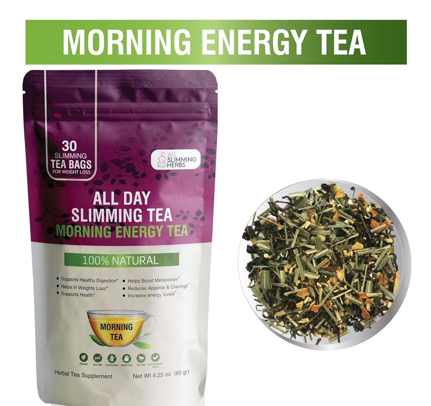 All Day Slimming Tea For Daytime – 30 Days Supply – Boosts Metabolism & Skyro…