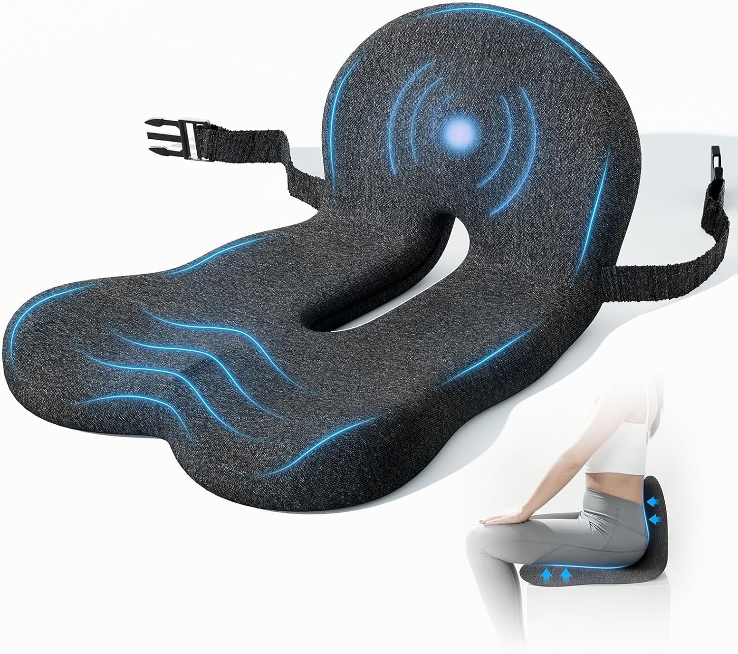 jpinlr Truck Driver Seat Cushion, Memory Foam LShaped Ergonomic Cushion for O…