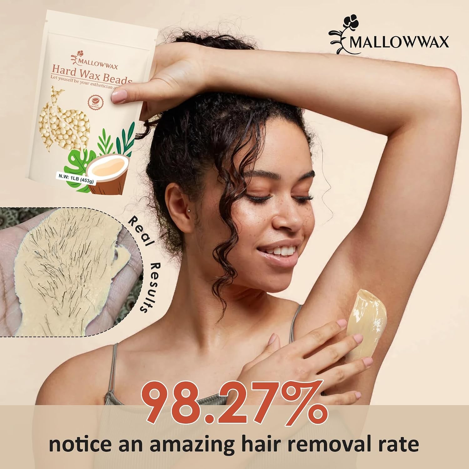 Mallowwax Hard Wax Beads Hair Removal Refill 1 lb