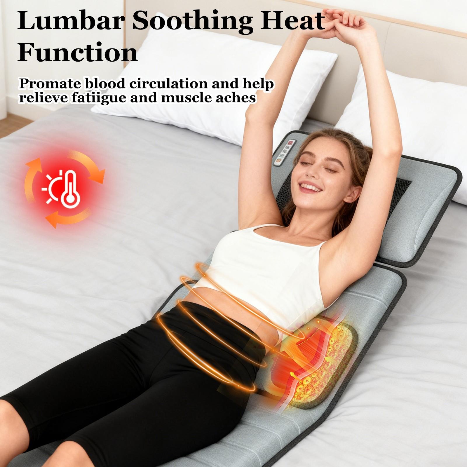 Full Body Massage Mat with Heat & Movable Shiatsu Neck Back Massager Pillow