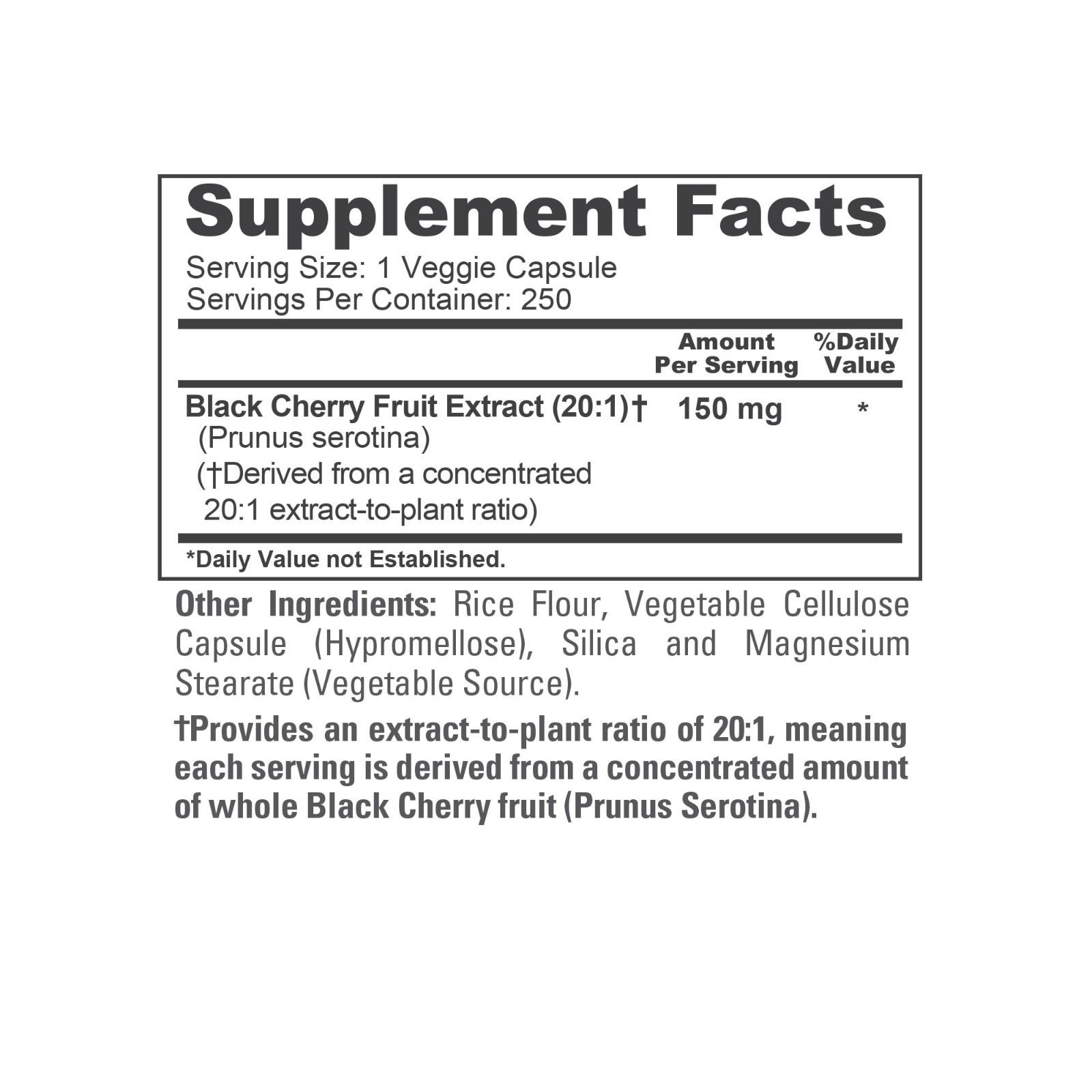 NusaPure Black Cherry Extract 3,000mg 250 Veggie Capsules Non-GMO