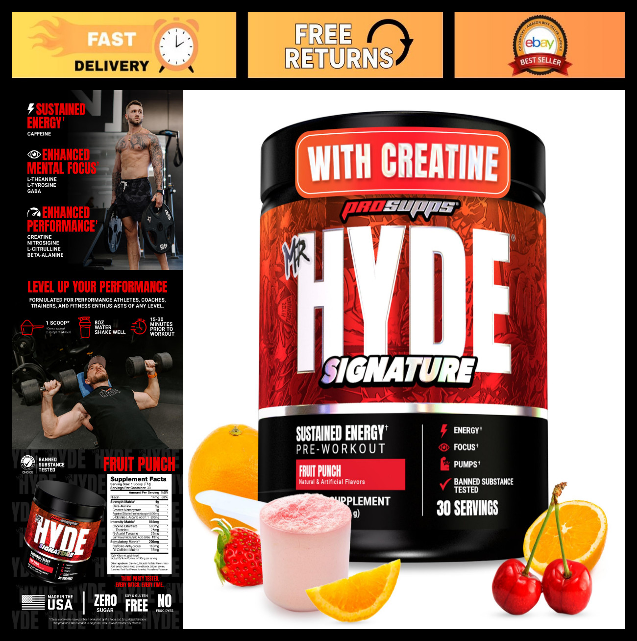 Pre Workout Powder with Creatine, Beta Alanine & Caffeine – Energy & Endurance B