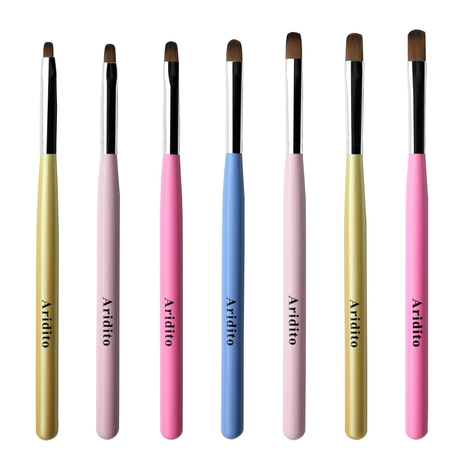 7Pcs Macaron Color UV Gel Nail Brush Set Acrylic Tips Builder Drawing Brush with