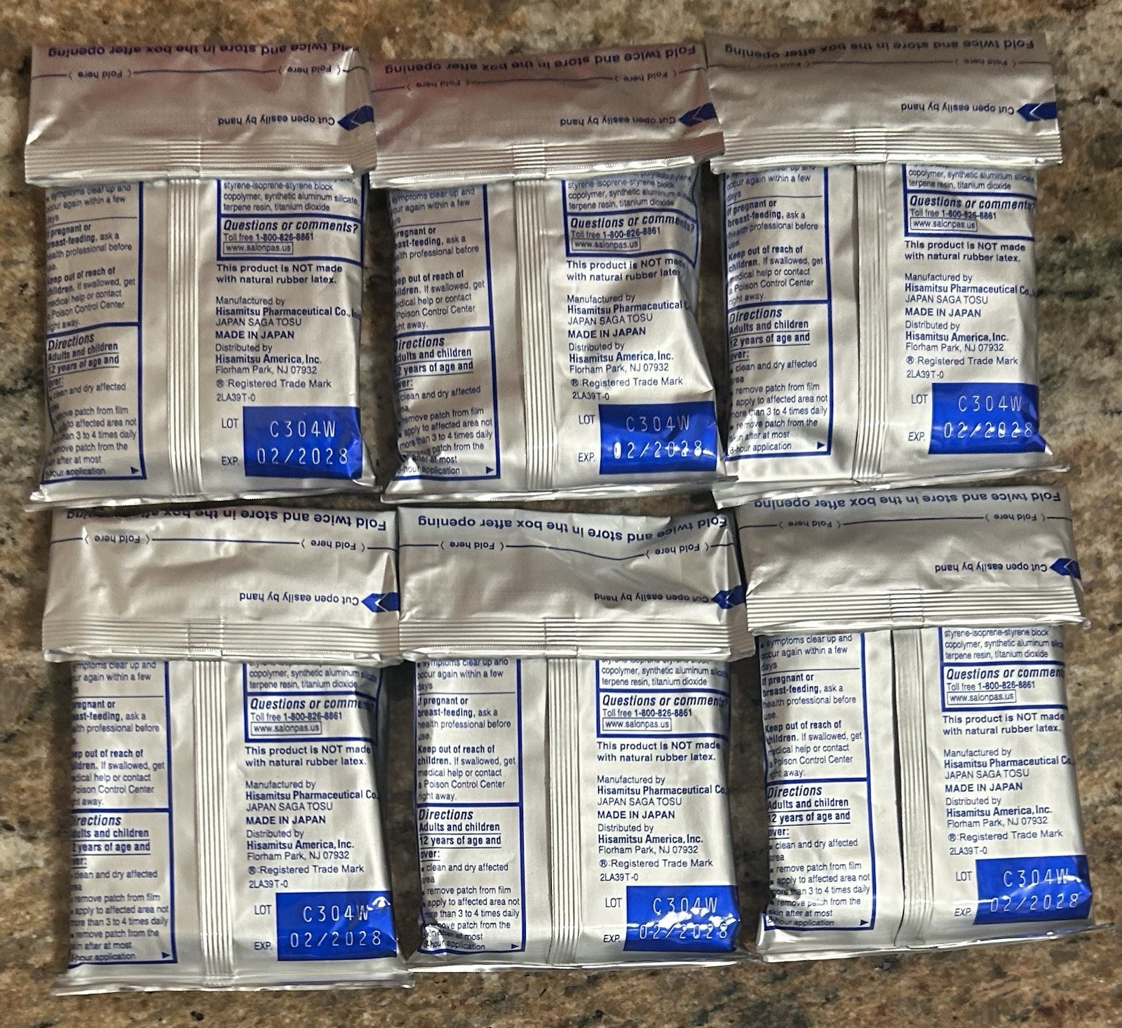 Salonpas Pain Relieving Patch 2.83 x 1.81~Lot of 120 Patches~Ships in 1 Day