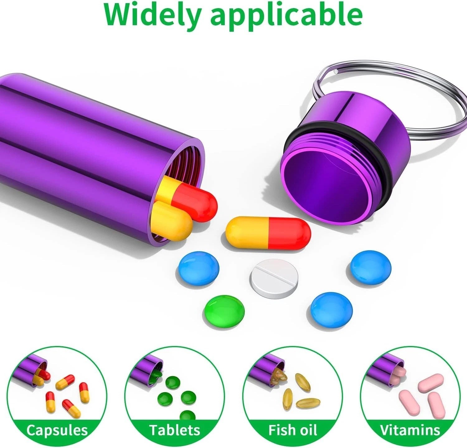 Box Keychain Medicine Pill Box Aluminum Container Holder Waterproof Case 10 PCS