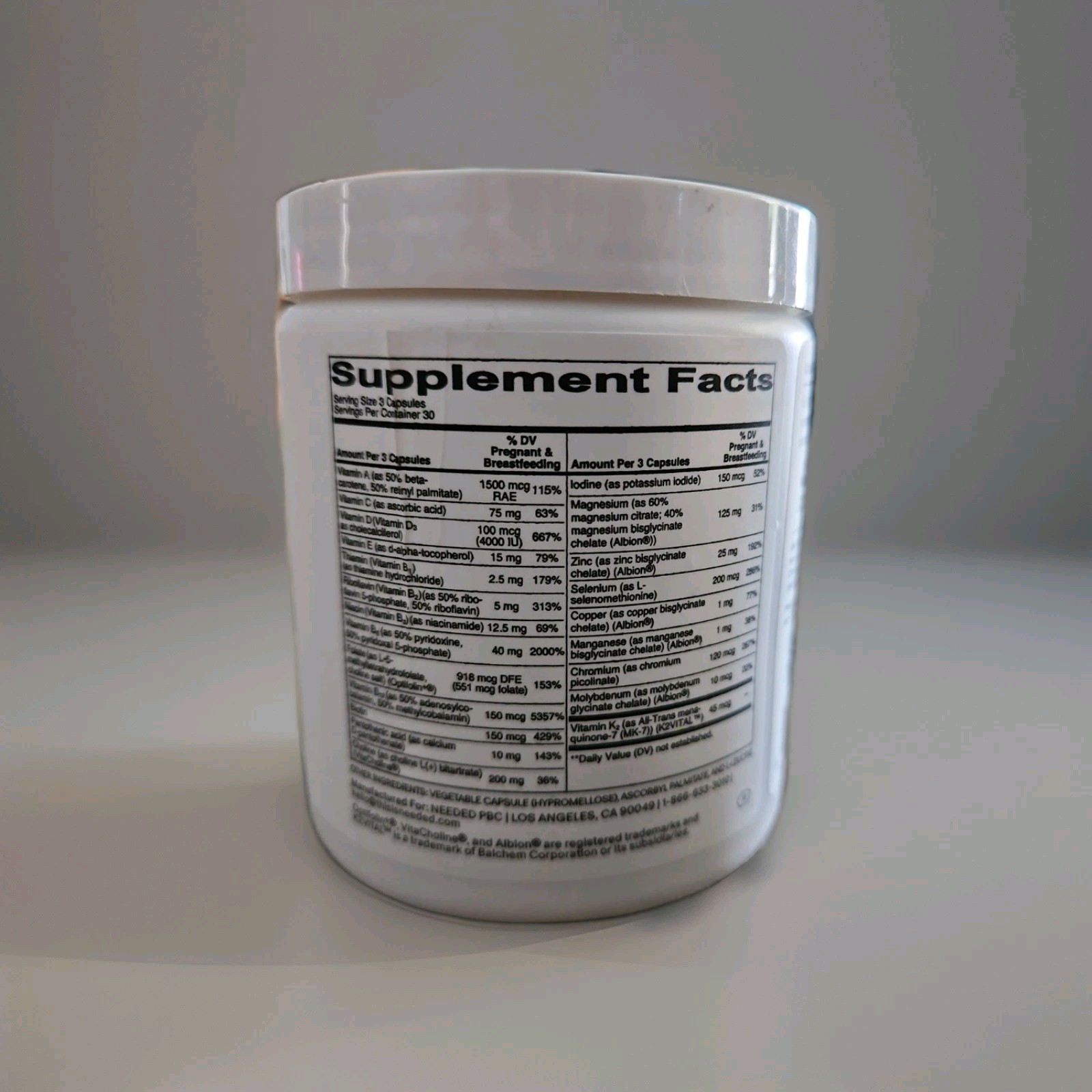 Needed Prenatal Multi Essentials Pregnancy Capsules 30 Day Supply 90 Caps 10/27