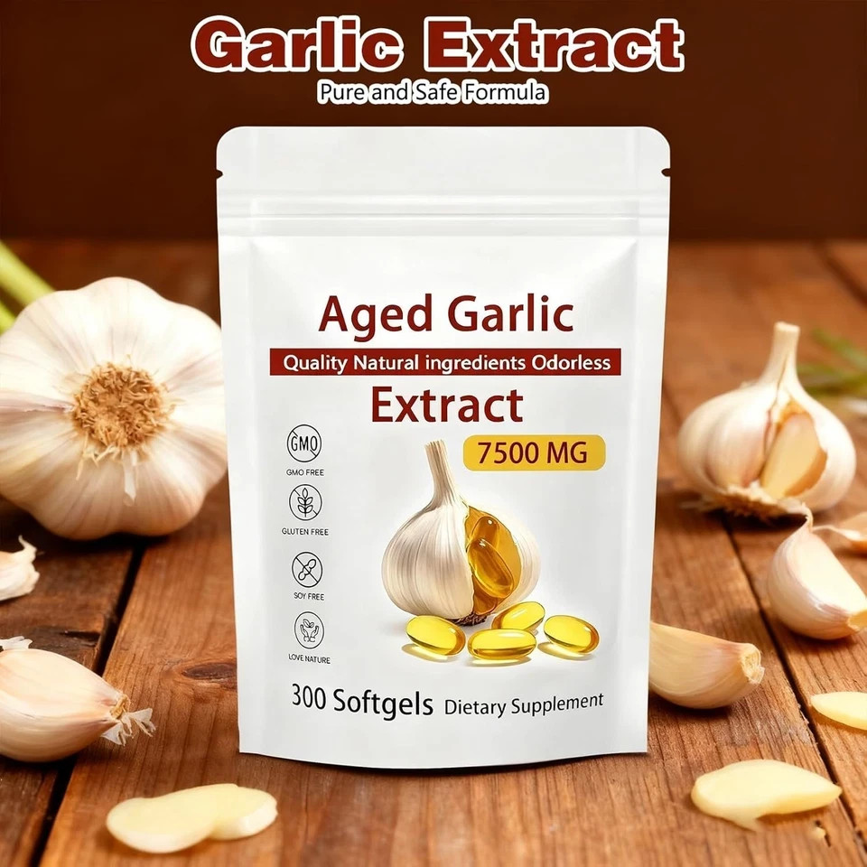 Odorless Garlic 7500mg Per Servings, 150 Softgels | 2 Years Aged Garlic Extra…