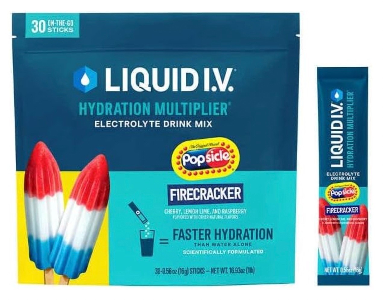 Liquid IV Hydration Multiplier, 30 Sticks Pack Firecracker Drink Mix
