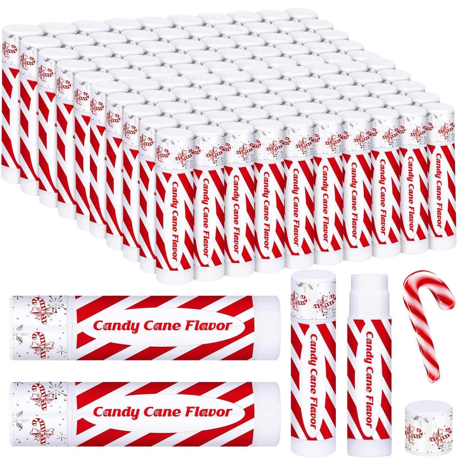 150 Pack Christmas Lip Balms Bulk Christmas Candy Peppermint Cane Scented Hol…
