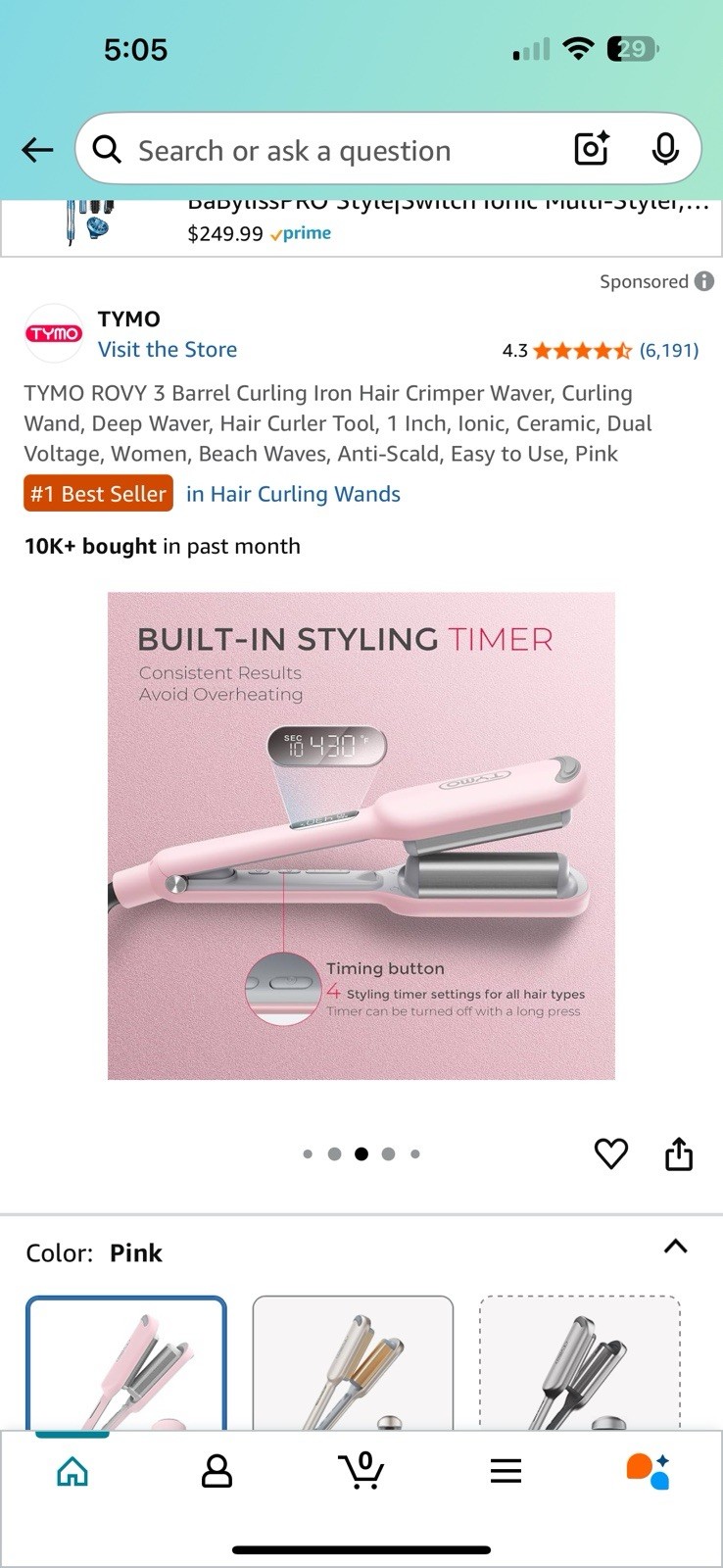 Curling Iron Hair Crimper Waver – TYMO ROVY Beach Waves Curling Wand, Ionic D…