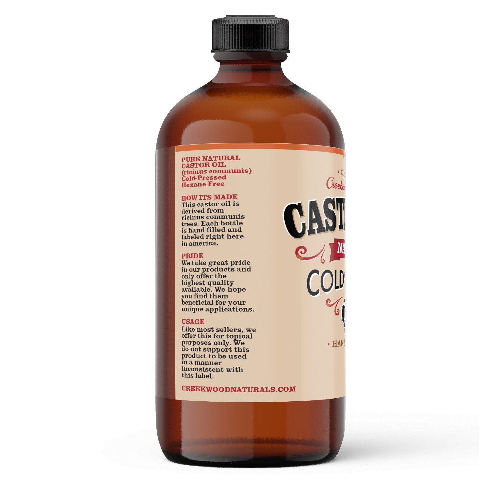 Castor Oil 100% Pure Cold Pressed in Glass Bottle Hair Skin