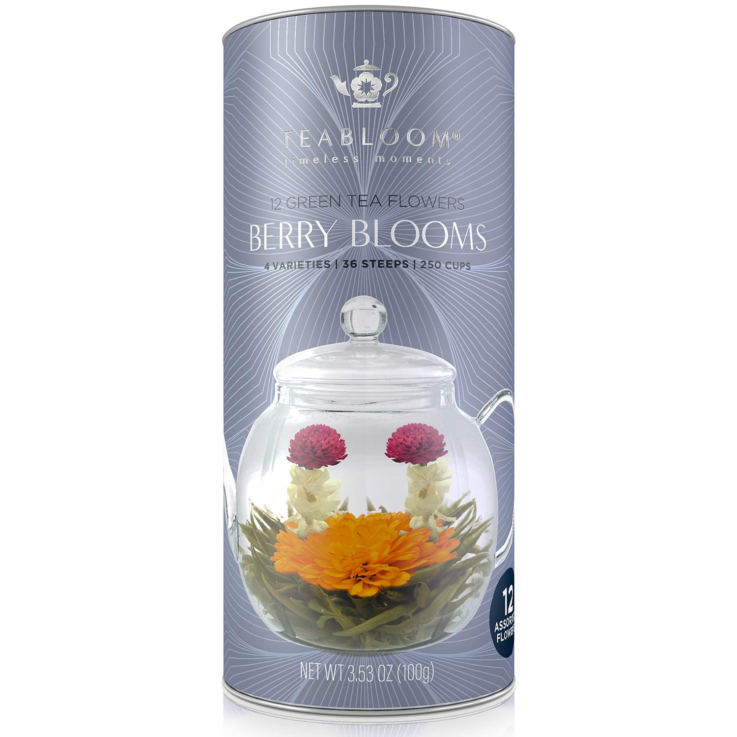 Holiday Flowering Teas – 12 Assorted, Delicious Berry Blooming Teas – Premium Gr