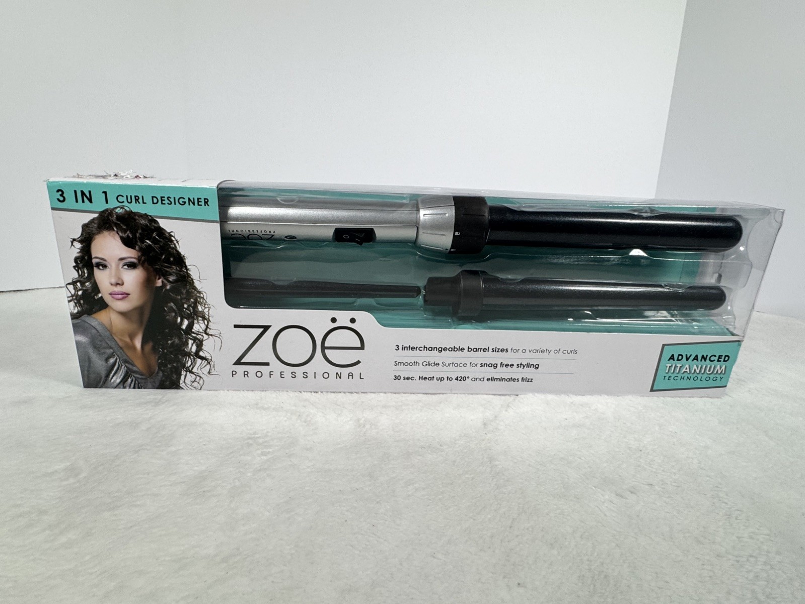 Zoe Ceramic Curling Wand Iron 3 in 1 Barrels Interchangeable + Titanium Curl New