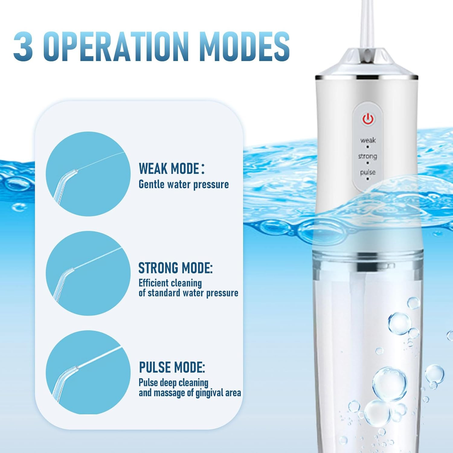 Electric Water Flosser Cordless for Teeth 3 Modes 4 Jet Tips Cleaning and Flossi