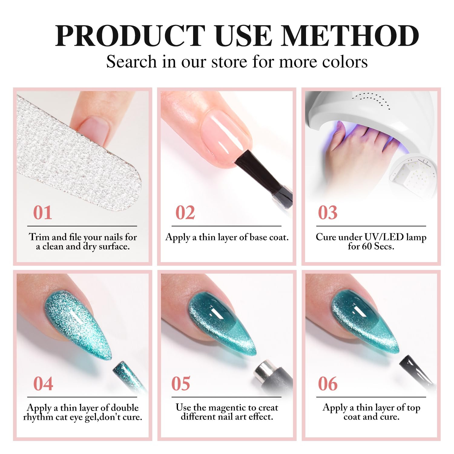 0.5 OZ Cat Eye Gel Polish with Magnet 15ML Holographic Glitter Shimmer