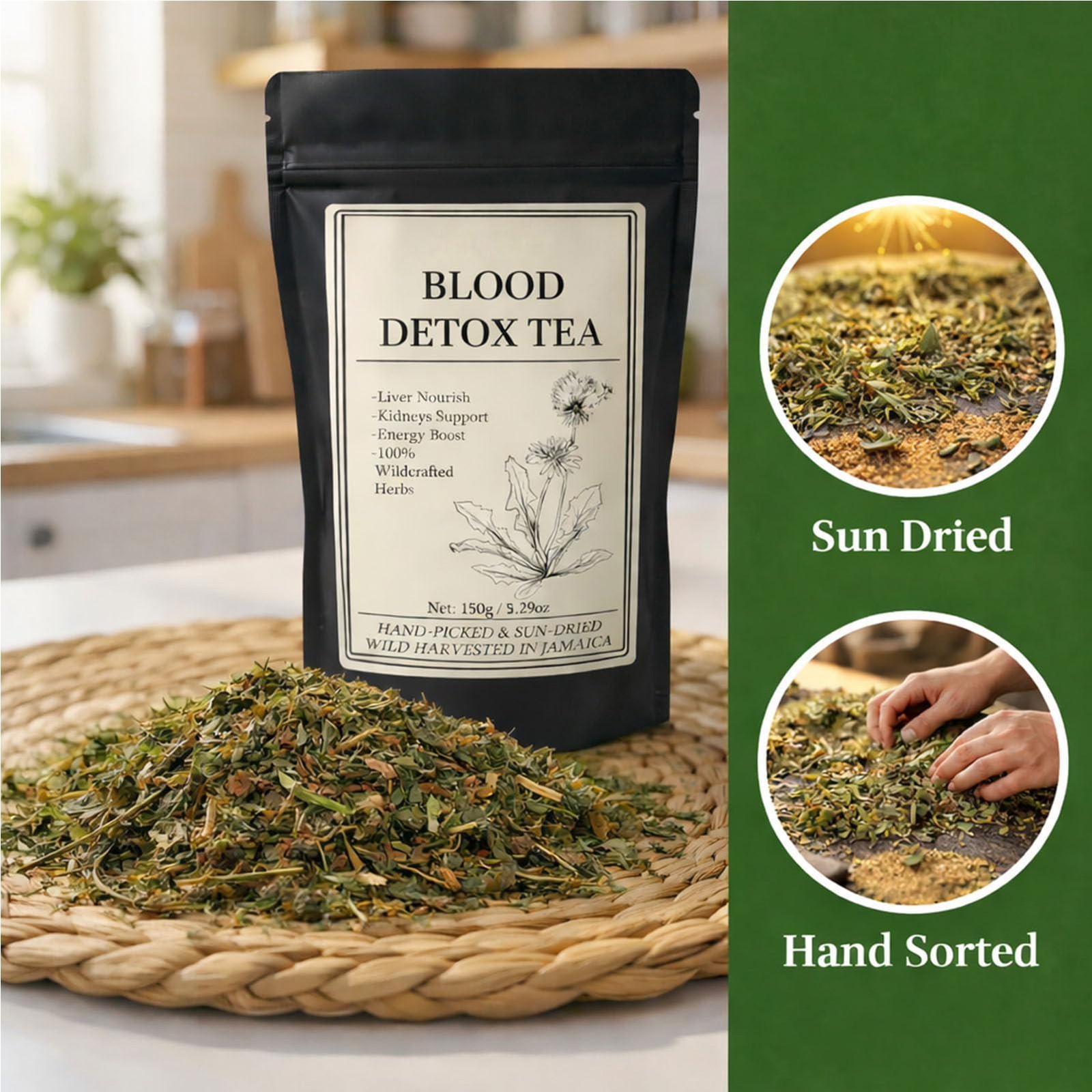 30 Bags Jamaican Healing Garden Blood Detox Tea, Chef Tijani Blood Detox Tea
