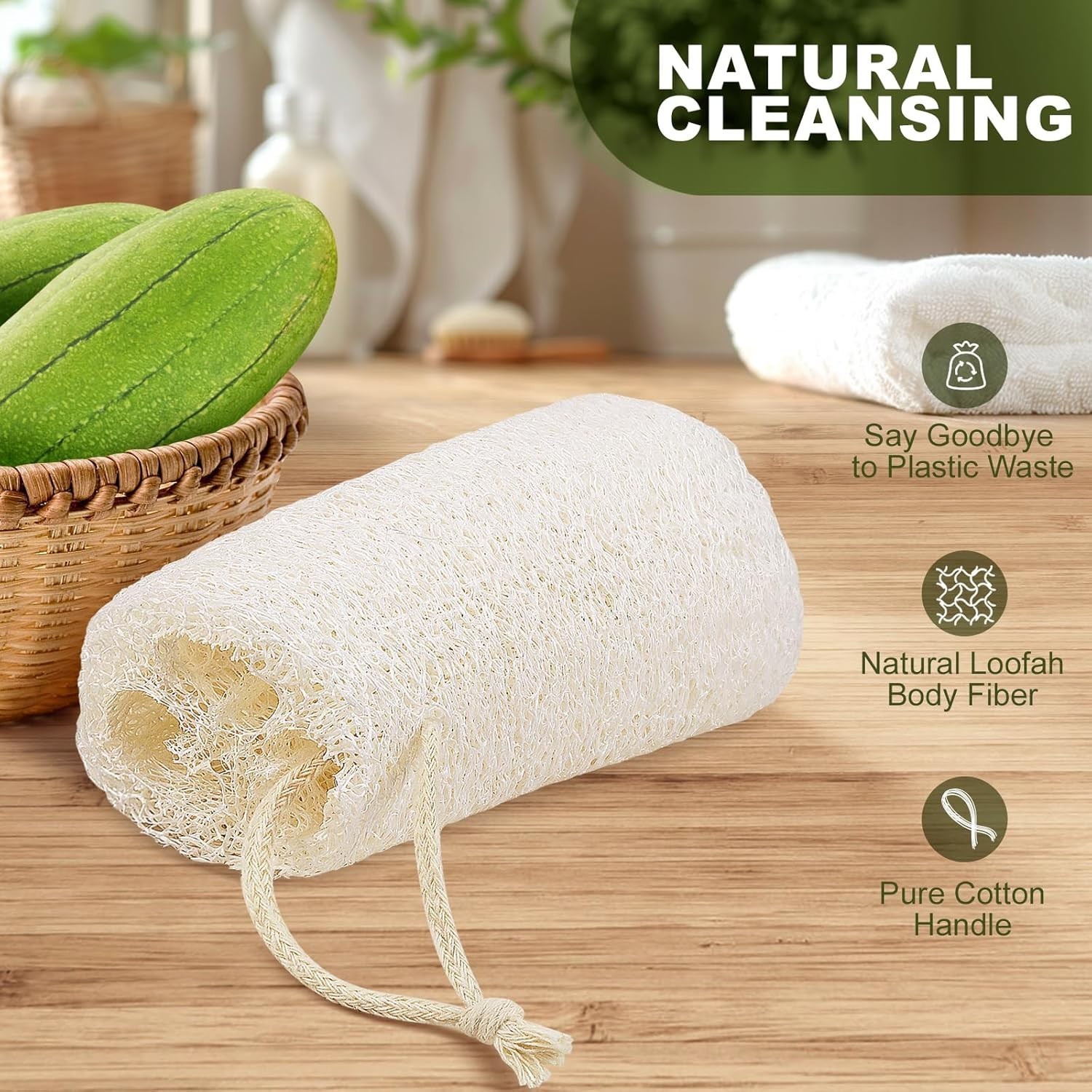7 Pack Natural Loofah Body Scrubber Sponge, 5 Inch Organic Luffa for Exfoliating