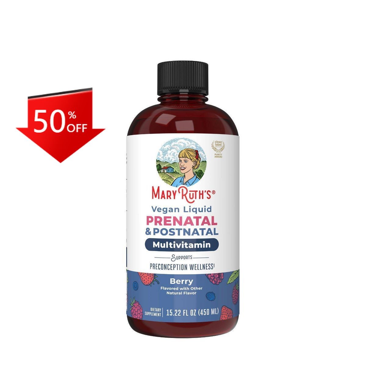 MaryRuth’s Prenatal & Postnatal Liquid Multivitamin – Berry – 15.2 fl oz: Biotin