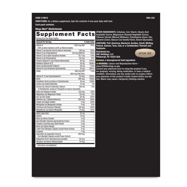GNC Mega Men Performance and Vitality Vitapak Program 30 Pack