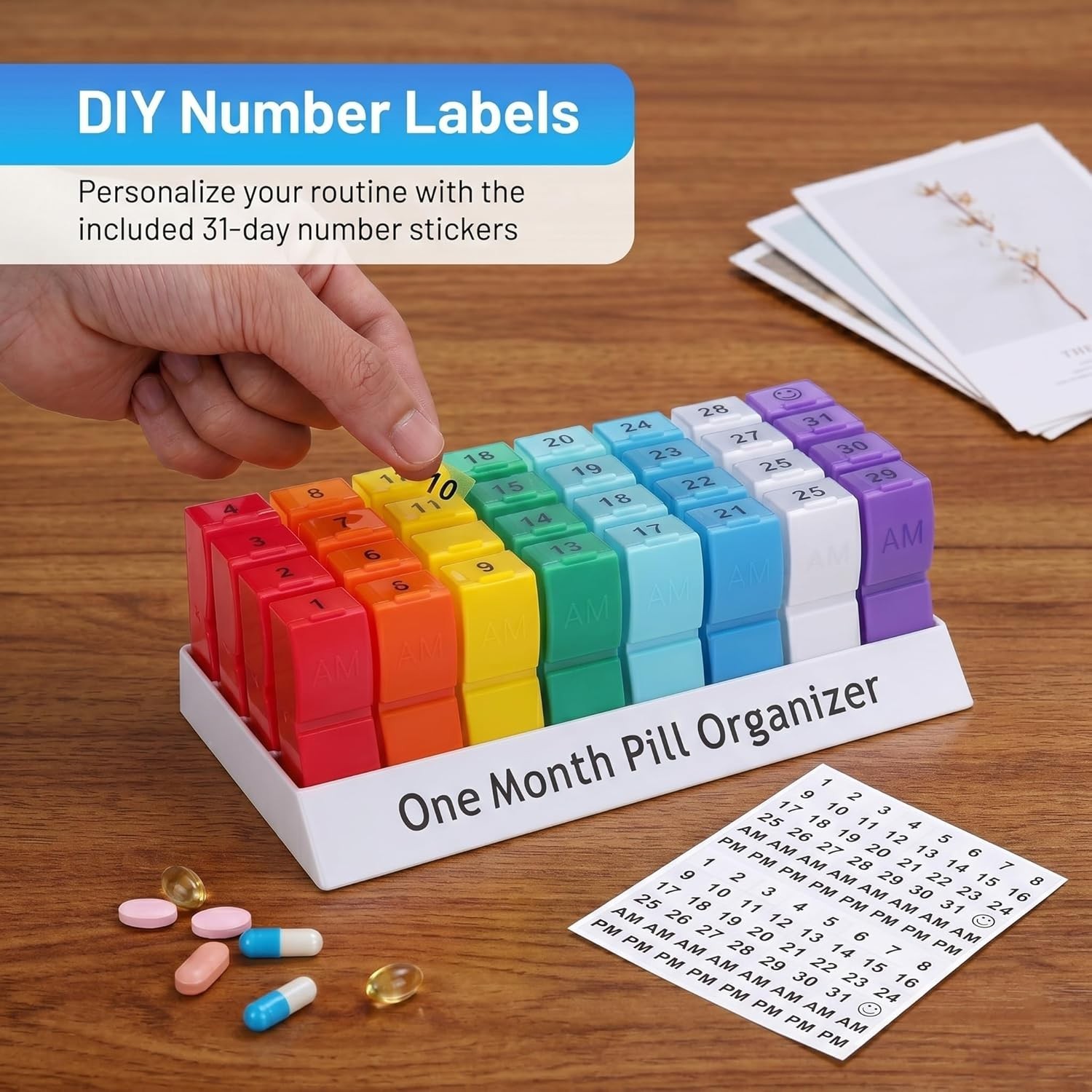 Monthly Pill Organizer 2 Times A Day, One Month Pill Box Am Pm, 30 Day