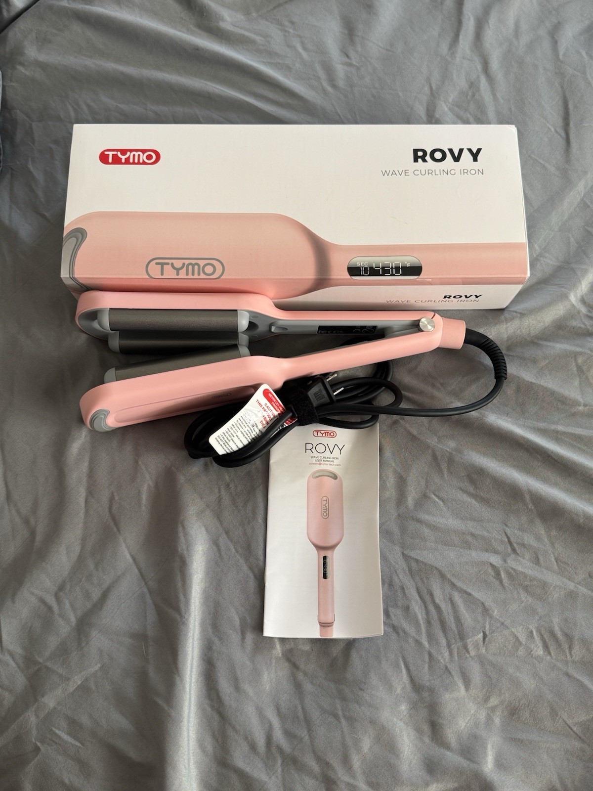 TYMO ROVY Hair Crimper Waver Hair Tool Deep Wave Curling Iron Wand Ionic – Pink